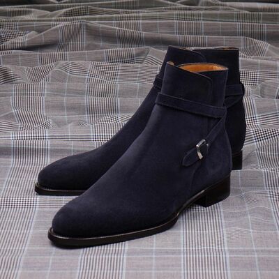 Baltic blue suede leather jodhpur boots