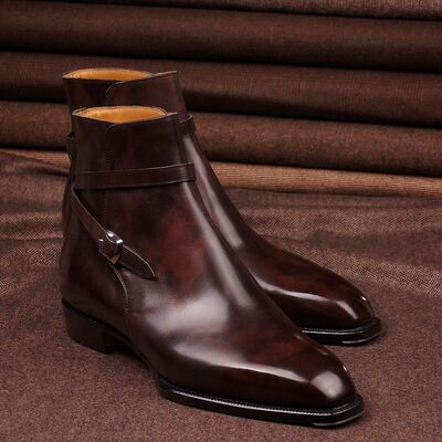 Dark brown museum calf jodhpur boots