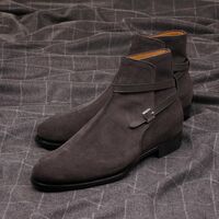 Grey Suede Jodhpur Boots, with Matching Box Calf Strap - Thumbnail 1