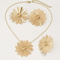 Gold Plated Flower 3 Pieces Jewelry Set - Thumbnail 2