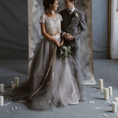 Two piece wedding dresses bridal gown for wedding party  - Thumbnail 1