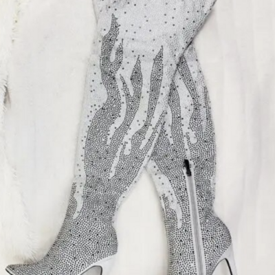 Thigh high heel boots lady 