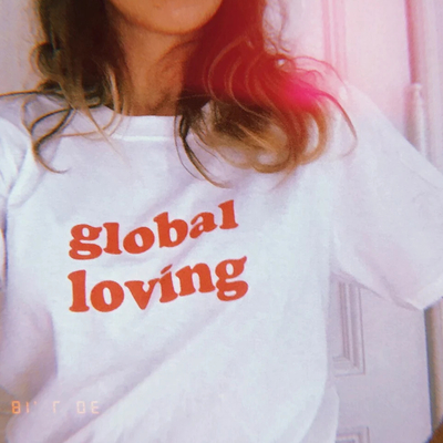 Unisex global loving t shirt in white