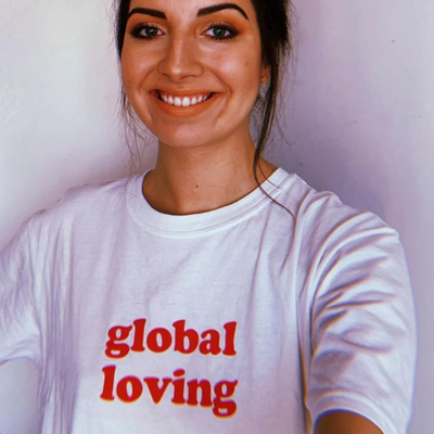 Unisex global loving t shirt in white