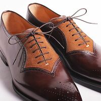 Men's Brown Leather Brogue Toe Formal Handmade Lace Up Shoes - Thumbnail 1