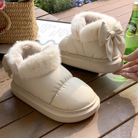 Cute Big Bowknot Fleece Boots - Thumbnail 4