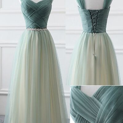 Green tulle charming bridesmaid dress, lovely party dress 