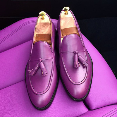Purplish polishing ideally manufacture for christmas handmade loafers shoes