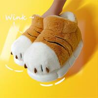 FREE SHIPPING Cute Tiger Claw Fuzzy Slippers - Thumbnail 2