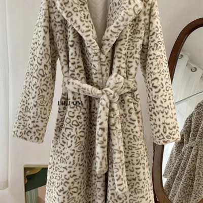 Faux fur belted coat