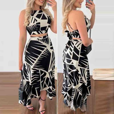 Women'S Printed Vest Two Piece Set