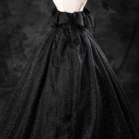 Black Tulle Lace Long Prom Dress, Black A Line Off the Shoulder Evening Party Dress KPP1559 - Thumbnail 2