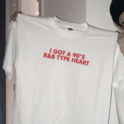 90's R&B Type Heart T-Shirt in White