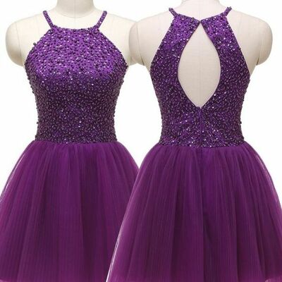 Short homecoming dress with keyhole back