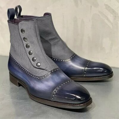 Mens gray ankle high dress style men's long boot - Thumbnail 4