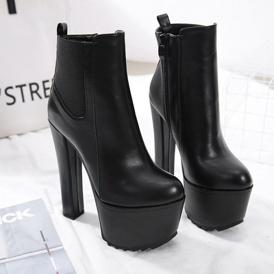 16cm thick high heel waterproof platform big button short martin boots