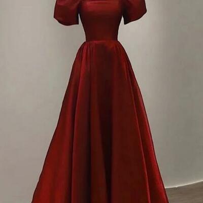 Elegant a line square neck ankle length princess prom dresses,563