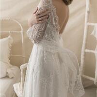 A line Half Sleeves Lace Boho Wedding Dress,566 - Thumbnail 1
