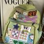  Y2K Sticker cute backpack solid bones campus light green school bag-2