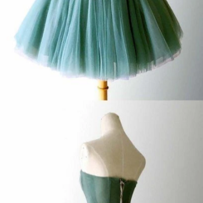 Elegant tulle strapless short homecoming dress, sweet ball gown 