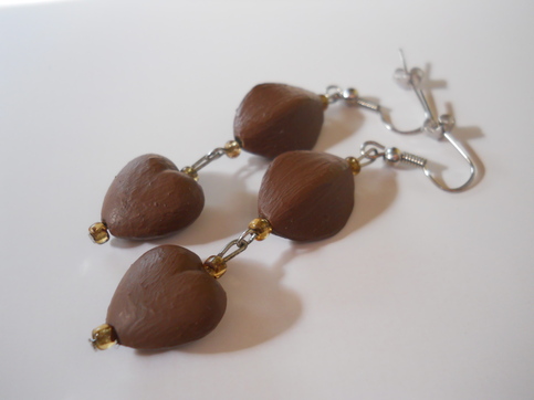 Chocolate Hearts Bead Earrings