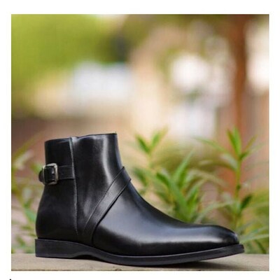 Handmade black leather buckle jodhpur style boot - Thumbnail 3