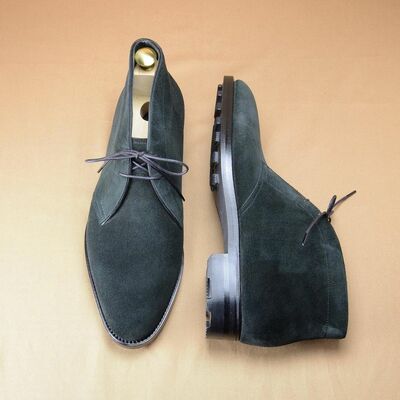 Black suede leather chukka boot