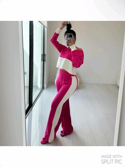 Stripe Patch Work Fitted Jogging Suit