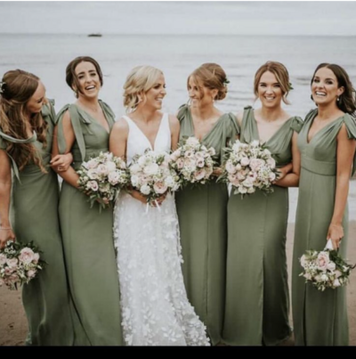 V Neck Bridesmaid Dresses Sage Green under 100
