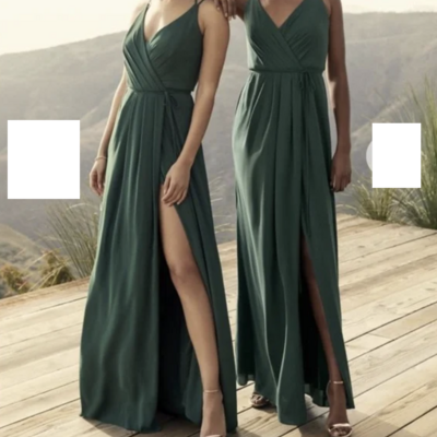Slit side bridesmaid dresses spaghetti straps chiffon - Thumbnail 1