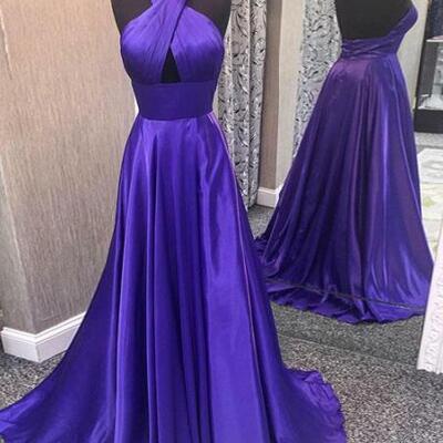 Halter floor length a-line formal dress , prom dress