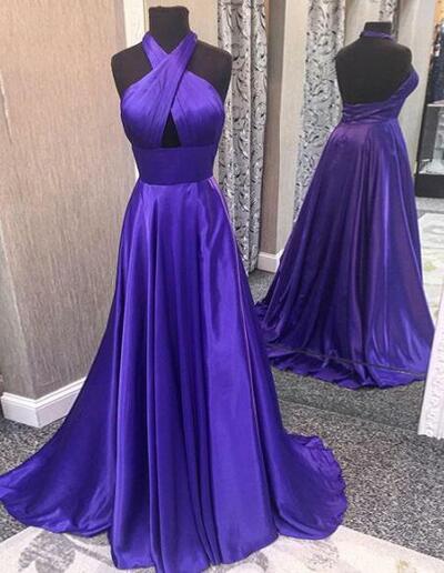 Halter Floor Length A-line Formal Dress , Prom Dress