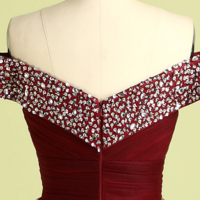 Burgundy Ball Gown Sleeveless Evening Dresses - Thumbnail 2