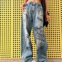 Jeans women's loose straight leg y2k pants