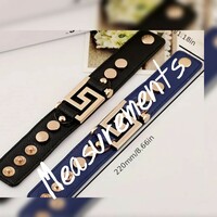 Greek Key Faux Leather Cuff Bracelet  - Thumbnail 1