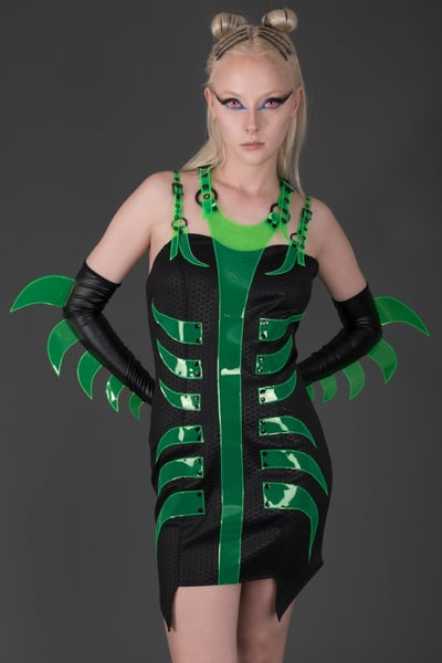Damage: ooak electric predator dress + gloves