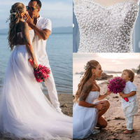 Beach Wedding Dresses Bridal Gown with Pears Sweetheart - Thumbnail 1