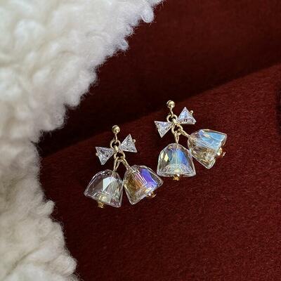 Transparent hologram bells dangle earrings