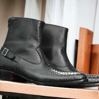 Handmade Men Phthon Buckle Leather ankle boots - Thumbnail 2