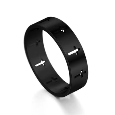 Black cross row xs finger band - Thumbnail 2