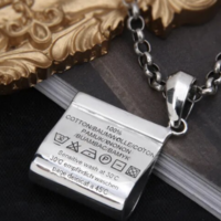 Fabric Care tag Silver Necklace - Thumbnail 1