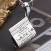 Fabric Care tag Silver Necklace - Thumbnail 4