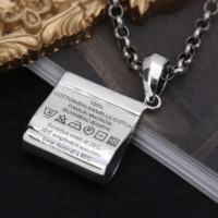 Fabric Care tag Silver Necklace - Thumbnail 5