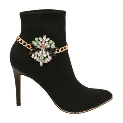Women gold metal boot chain bling snowflake shoe charm western fashion jewelry 