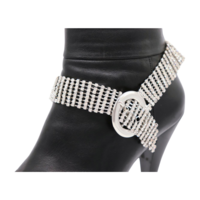 Women Silver Metal Boot Chain Bracelet Bling Belt Buckle Shoe Charm Anklet Western Fashion Jewelry  - Thumbnail 9