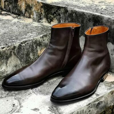 Handmade men dark brown leather jodhpur boot
