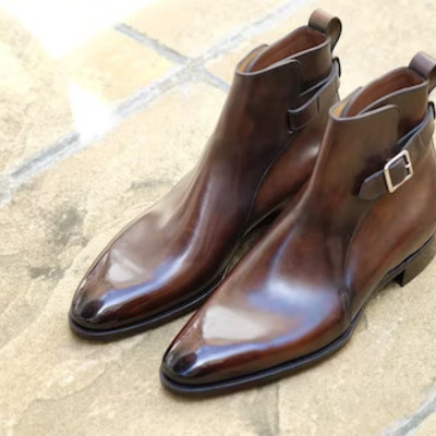 Handmade brown leather jodhpur dress boot - Thumbnail 4