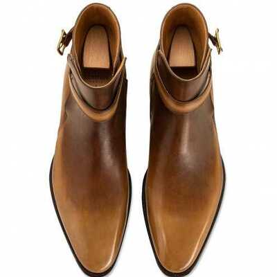 Handmade men old wood calf leather jodhpur boot