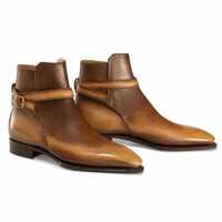 Handmade Men Old Wood Calf Leather Jodhpur Boot - Thumbnail 1