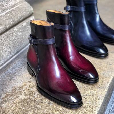 Burgundy patina leather jodhpur boot